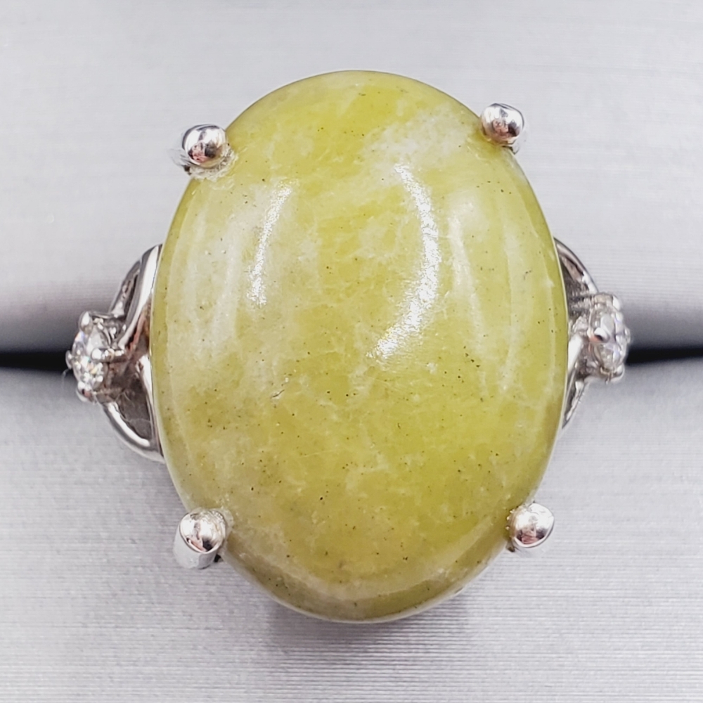 Connemara Marble & Moissanite Platinum | 925 Sterling Silver Statement Ring